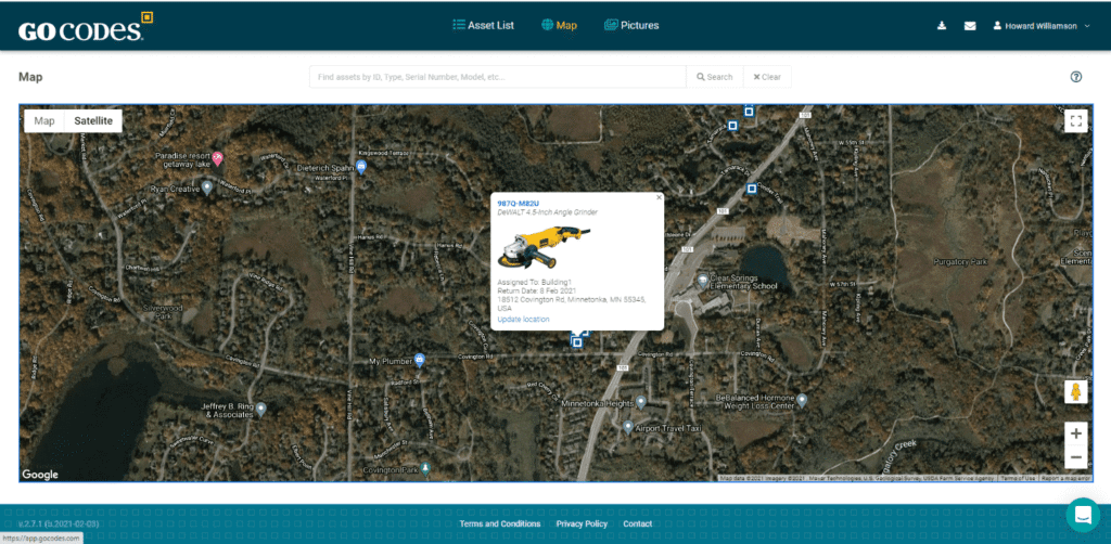 GoCodes Asset Tracking dashboard
