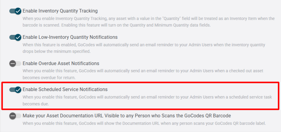 GoCodes Asset Tracking dashboard