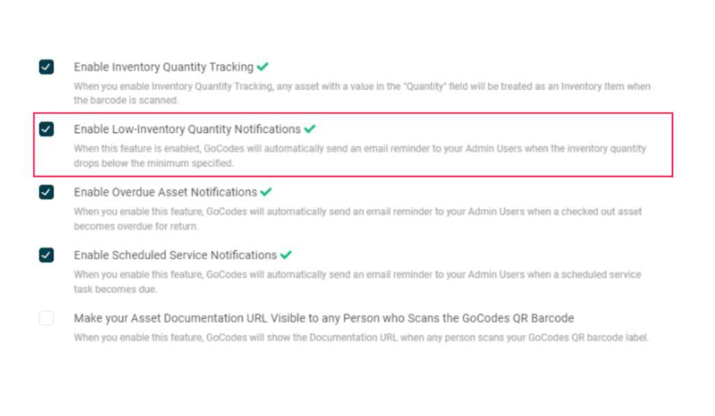 GoCodes Asset Tracking dashboard