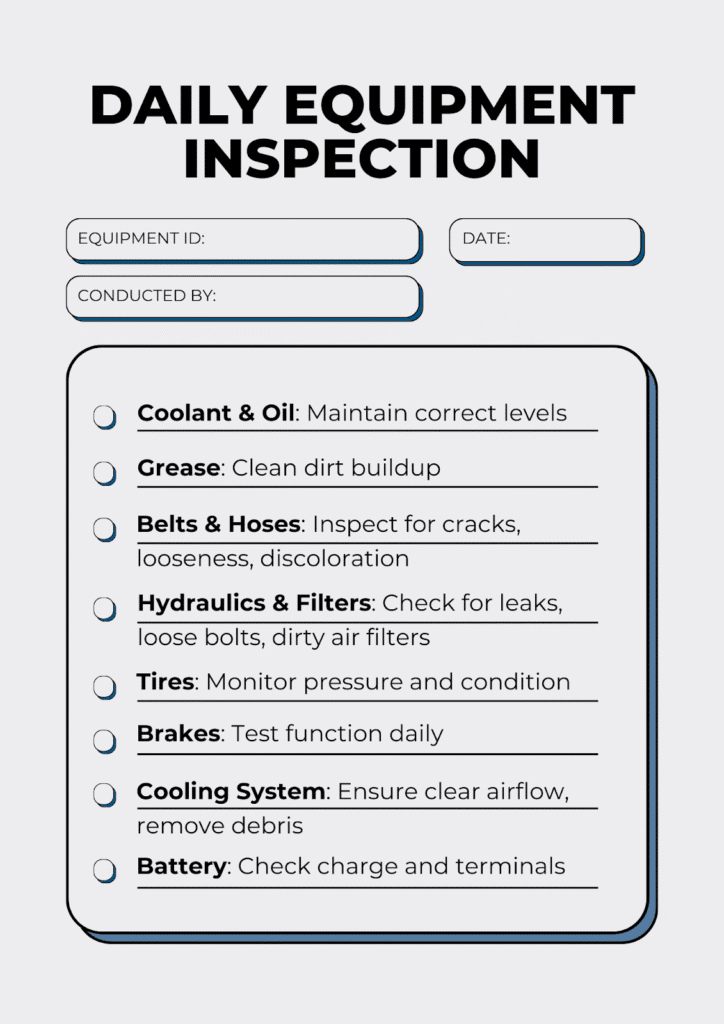 Daily equipment inspection template