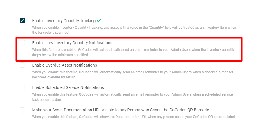 GoCodes Asset Tracking dashboard