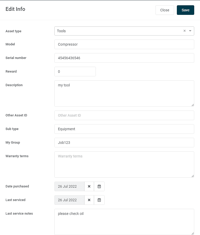 GoCodes Asset Tracking dashboard