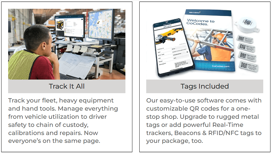 GoCodes Asset Tracking dashboard
