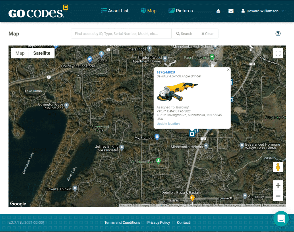 GoCodes Asset Tracking dashboard
