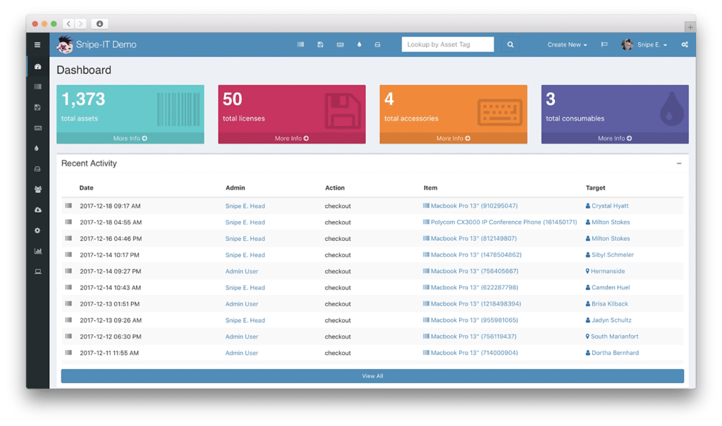 Snipe-IT dashboard